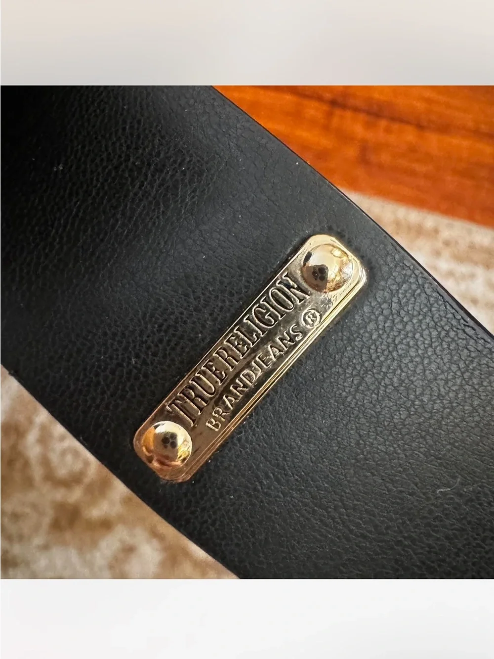 True religion monogram belt gold buckle size S/M faux leather